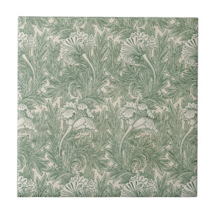 William Morris Saliegroen Tulp Patroon: Vintage Tegeltje