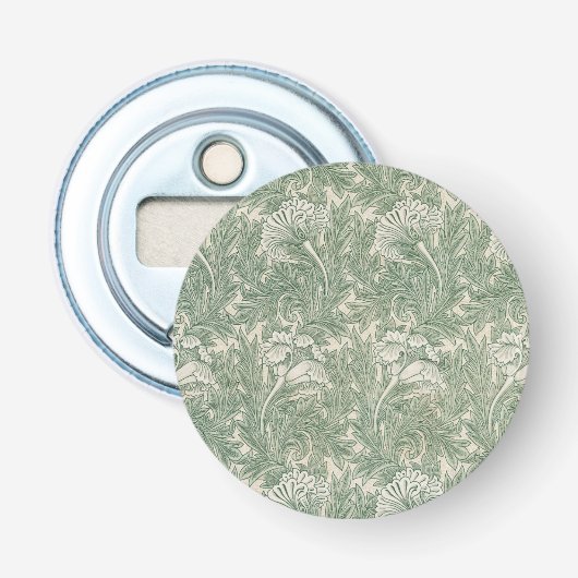 William Morris Saliegroene Tulp Patroon: Vintage Button Flesopener (Voorkant)