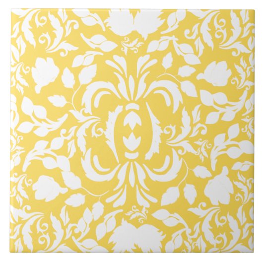 William Morris schattig  floraalgeel Tegeltje (Voorkant)