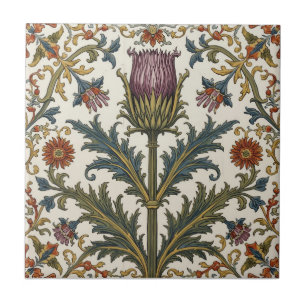 William Morris Schotse distel vintage bloem Tegeltje