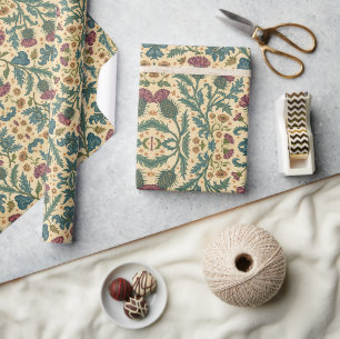 William Morris Schotse distel vintage bloemig Cadeaupapier