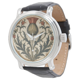 William Morris Schotse distel vintage bloemmotief Horloge