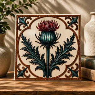 William Morris Schotse distel vintage bloemmotief Tegeltje