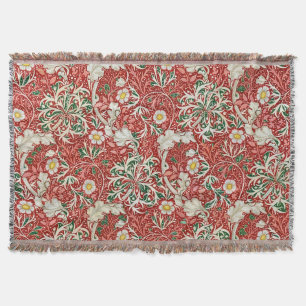 William Morris Seaweed Antiek Flower Red Green Deken
