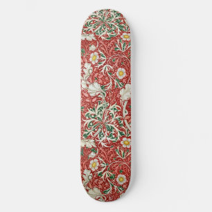 William Morris Seaweed Antiek Flower Red Green Skateboard