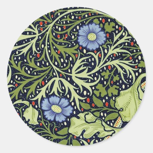 William Morris Seaweed Antiek Flower Ronde Sticker (Voorkant)