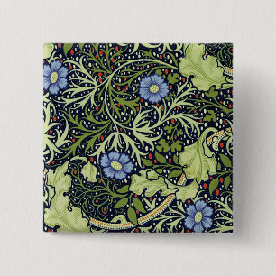 William Morris Seaweed Antiek Flower Vierkante Button 5,1 Cm