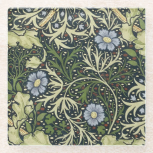 William Morris Seaweed Pattern Floral  Art Glazen Onderzetter
