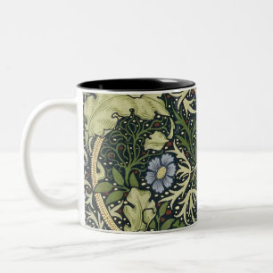 William Morris Seaweed Pattern Floral  Art Tweekleurige Koffiemok