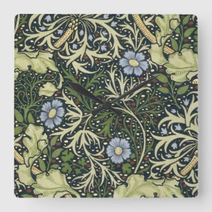 William Morris Seaweed Pattern Floral  Art Vierkante Klok
