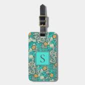 William Morris  Seaweed Pattern Monogram Bagagelabel (Voorkant verticaal)