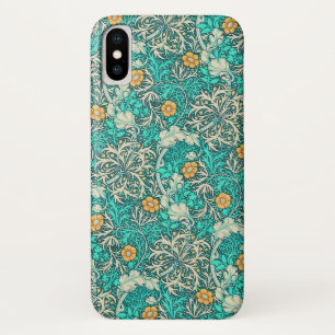 William Morris Seaweed Pattern Turquoise iPhone X Hoesje