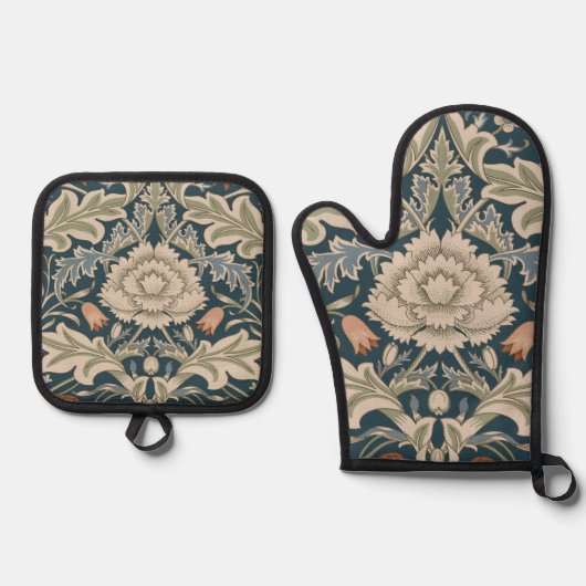 William Morris Severn Bloementuin Bloemen Classic Ovenwant & Pannenlap Set (Voorkant)