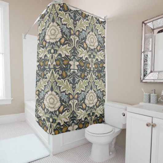 William Morris Severn Floral Pattern Classic Douchegordijn (In situ)
