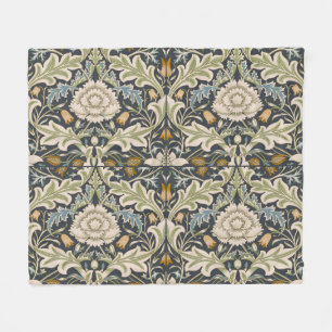 William Morris Severn Navy Blauwe Bloemrijke Kunst Fleece Deken