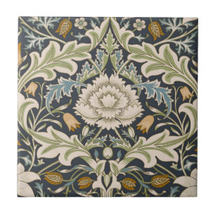 William Morris Severn Navy Blauwe Bloemrijke Kunst Tegeltje