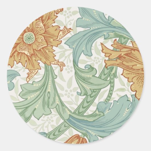 William Morris Single Stem Floral Pattern Ronde Sticker (Voorkant)