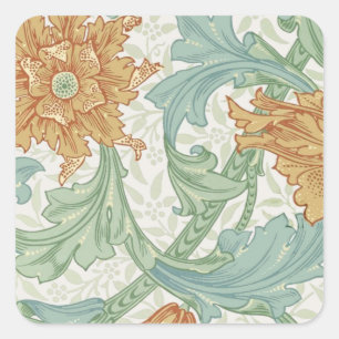 William Morris Single Stem Floral Pattern Vierkante Sticker