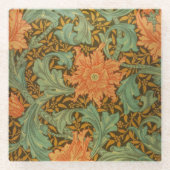 William Morris Single Stem Pattern Art Nouveau Glazen Onderzetter (Voorkant)