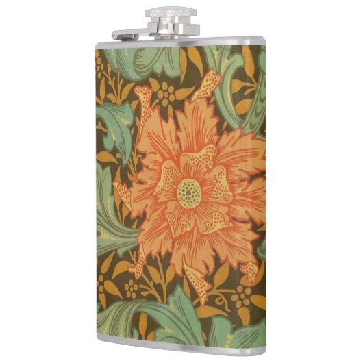 William Morris Single Stem Pattern Art Nouveau Heupfles (Links)