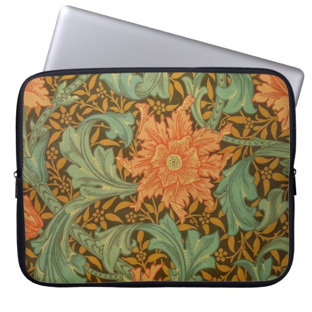 William Morris Single Stem Pattern Art Nouveau Laptop Sleeve (Voorkant)
