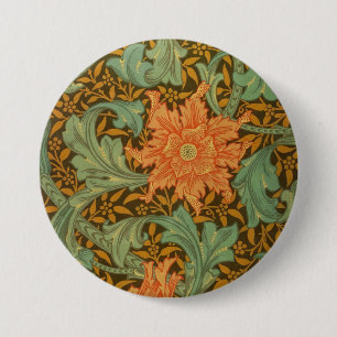 William Morris Single Stem Pattern Art Nouveau Ronde Button 7,6 Cm