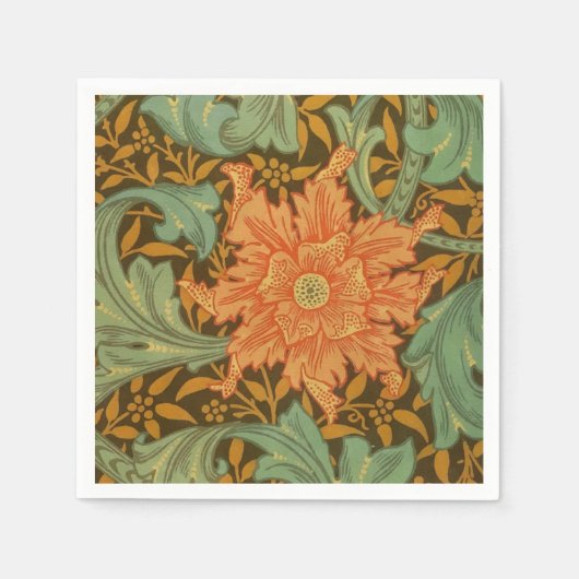 William Morris Single Stem Pattern Art Nouveau Servetten (Voorkant)