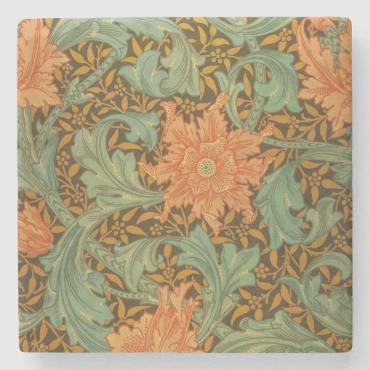 William Morris Single Stem Pattern Art Nouveau Stenen Onderzetter (Voorkant)