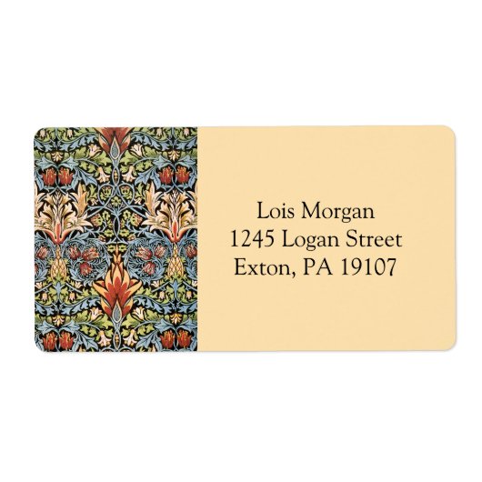 William Morris Snakeshead Design Etiket (Voorkant)