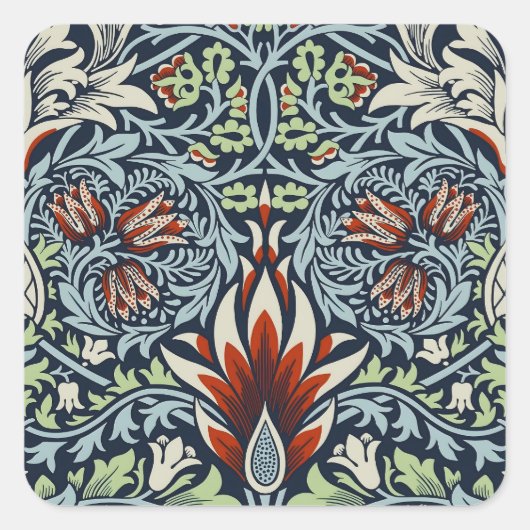 William Morris Snakeshead Floral Classic Botanical Vierkante Sticker (Voorkant)