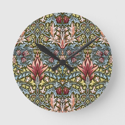 William Morris Snakeshead Floral Pattern Ronde Klok (Voorkant)