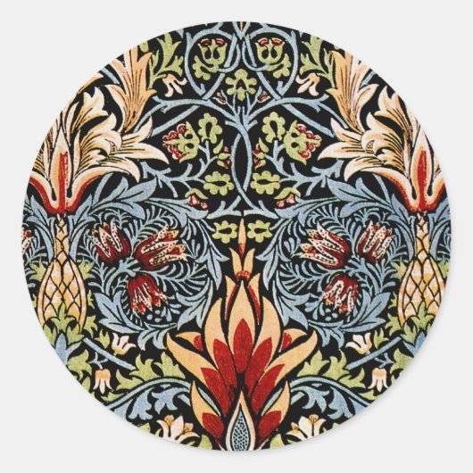 William Morris Snakeshead Floral Pattern Ronde Sticker (Voorkant)