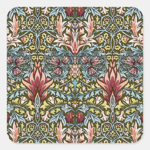 William Morris Snakeshead Floral Pattern Vierkante Sticker