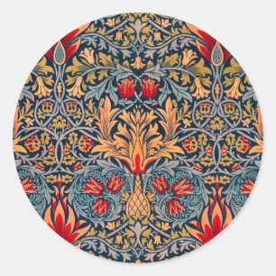 William Morris Snakeshead Red Version Ronde Sticker