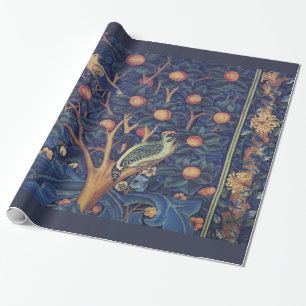 William Morris Specht Tapijt Blauwe Ontwerp Cadeaupapier