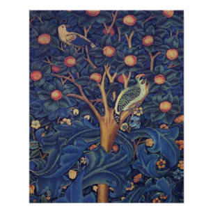 William Morris Specht Tapijt Blauwe Ontwerp Perfect Poster