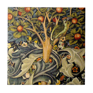 William Morris Specht Tapijt Blauwe Ontwerp Tegeltje