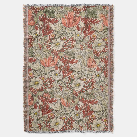 William Morris Spring Compton Bloem  Rood Deken (Voorkant Verticaal)