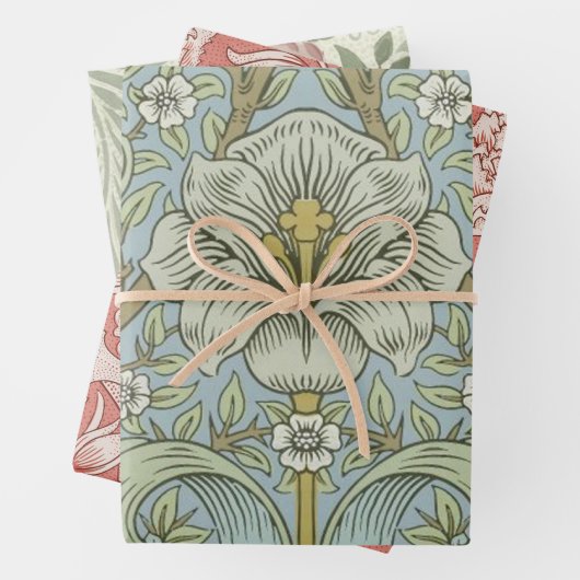 William Morris Spring Thicket: Antiek Bloemen Inpakpapier Vel (In situ)