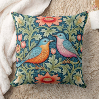 William Morris stijl bloemen/vogels kussen. Kussen