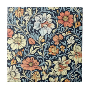 William Morris stijl bloemmotief met acanthus Tegeltje