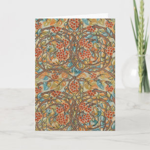 William Morris stijl Cottagecore Eekhoorn Bloemmot Feestdagen Kaart
