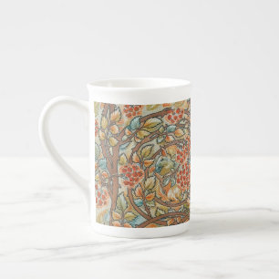 William Morris stijl Cottagecore Eekhoorn Bloemstu Porselein Kop