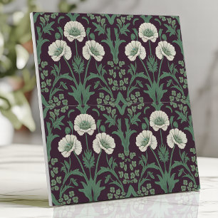 William Morris-stijl groen en ivoor bloemmotief Tegeltje