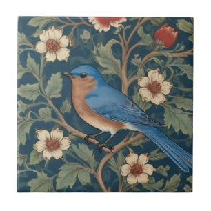 William Morris stijl Links tegenover Bluebird Bird Tegeltje