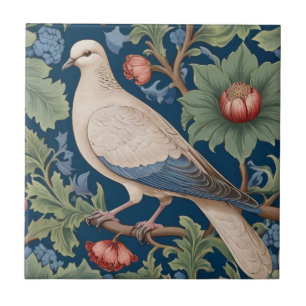 William Morris stijl Links tegenover Dove Bird Tegeltje