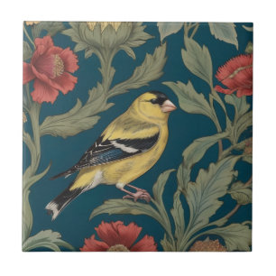William Morris stijl Rechter Amerikaanse Goldfinch Tegeltje