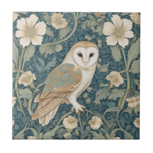 William Morris stijl Rechts Blauwgroen Cream Barn Tegeltje