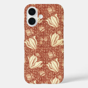 William Morris stijl Red Lily bloempatroon iPhone 16 Hoesje