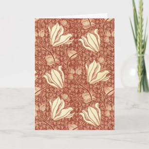 William Morris stijl Red Lily bloempatroon Feestdagen Kaart